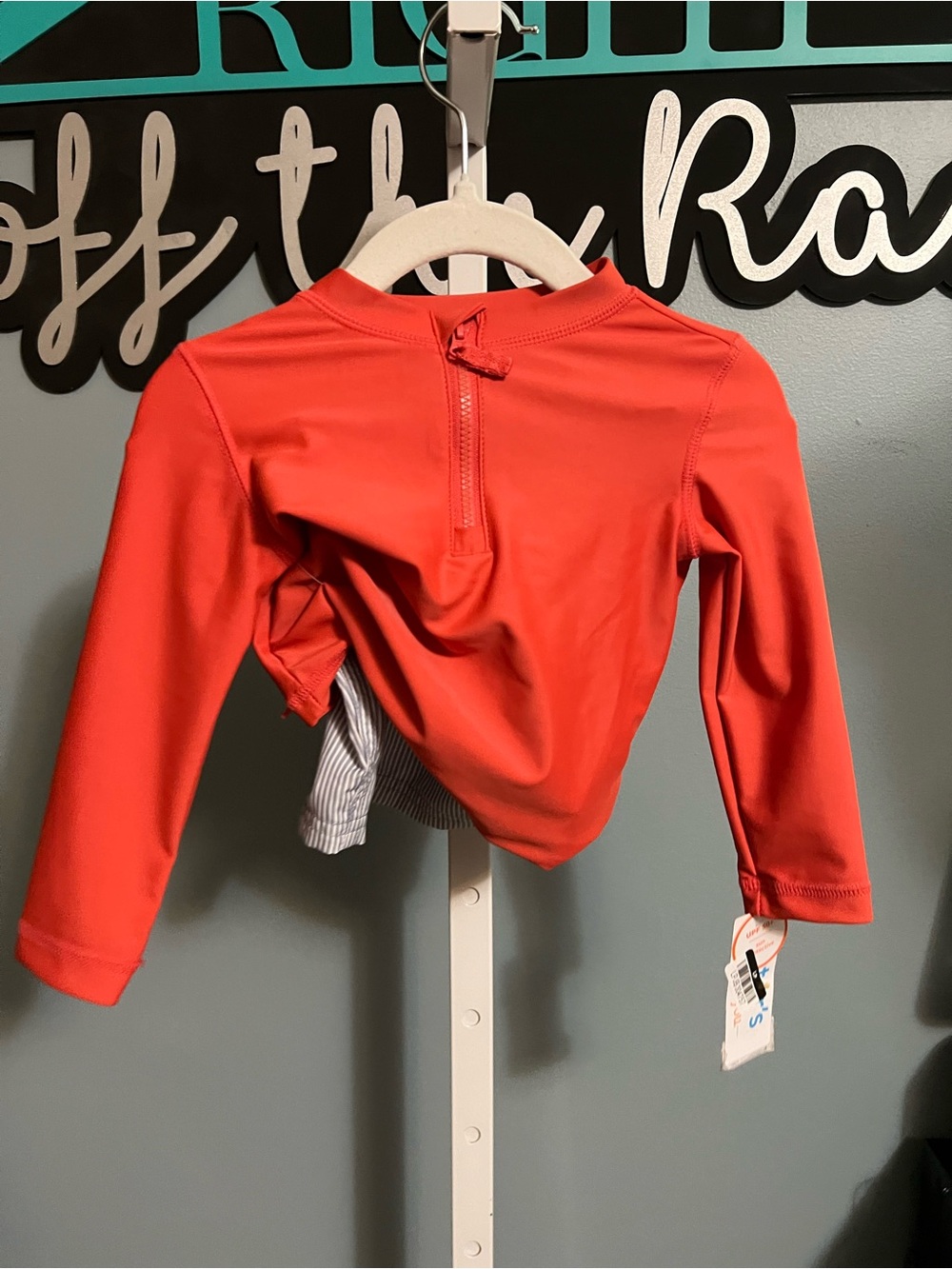 Carters Just One You Burnt Orange Long Sleeve Rash Guard Top and Swim Trunks
